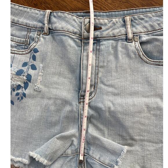 Sears R 1893 Roebuck & Co Distressed Jean Denim Shorts 14 Bird Leaf Embroidered - Picture 10 of 10